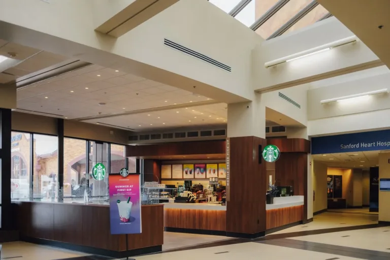 View looking into Starbucks inside Sanford Health in Sioux Falls, South Dakota.